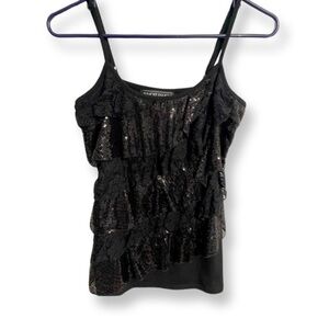 Almost Famous NWT Black Sequin Spaghetti Strap Top Blouse Size XL